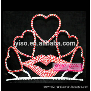 custom stacked sweethearts red lip crystal valentine's day tiara